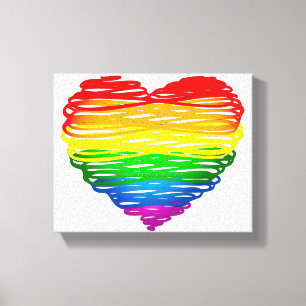 Impressão Em Tela Coração colorido arco-íris de SlipperyJoe rabiscad