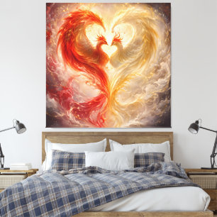 Impressão Em Tela Coração de Amor Eterno da Fênix Gêmea