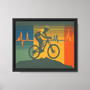 Impressão Em Tela Coração de Ciclista de Montanha Retro