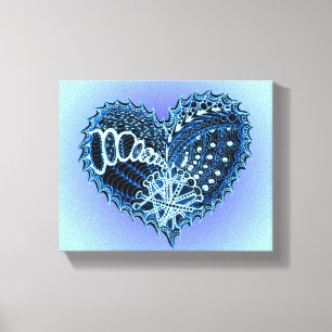 Impressão Em Tela Coração de Dodle Azul