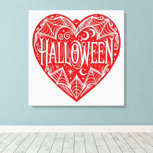 Impressão Em Tela Coração de Halloween, Coração Vermelho, Feriado