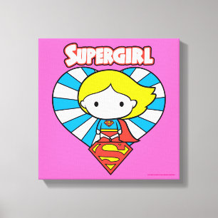 Impressão Em Tela Coração e Logotipo da Supergirl Chibi Starburst