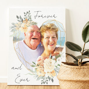 Impressão Em Tela Coração em forma de Bodas de Ouro Foto Para Sempre