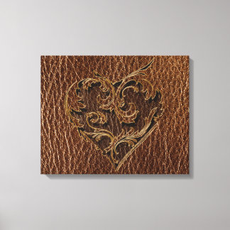 Impressão Em Tela Coração Leather-Look