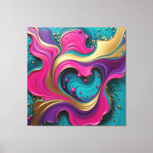 Impressão Em Tela Coração Ousado em Espiral Abstrata – Arte Colorida