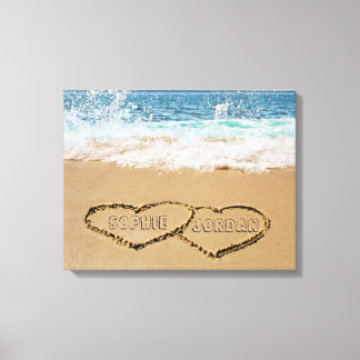 Impressão Em Tela Coração Personalizado Na Areia