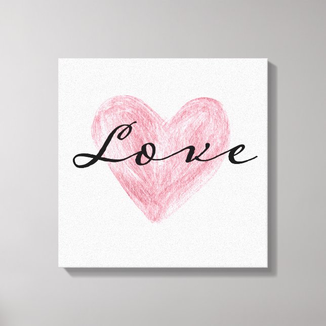 Impressão Em Tela Coração Rosa com Amor (Frente)