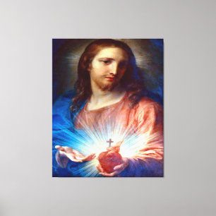 Impressão Em Tela Coração Sagrado de Jesus