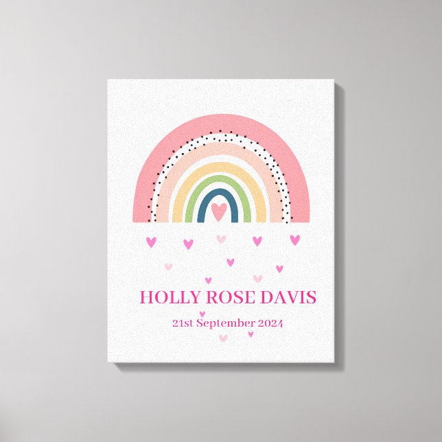 Impressão em Tela - Corações Arco-íris Rosa (Frente)