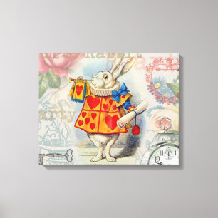 Impressão Em Tela Corações do Coelho Branco Alice Clássico