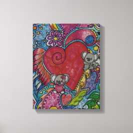 Impressão Em Tela Corações e Koalas