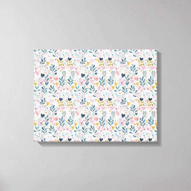 Impressão Em Tela Corações em aquarela (Frente)