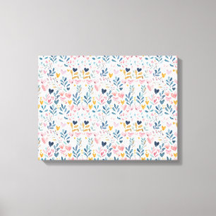 Impressão Em Tela Corações em aquarela