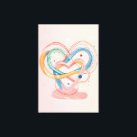 Impressão Em Tela "Corações Interligados - Símbolo de Abstrato de Am<br><div class="desc">Celebre o amor e a conexão com este vibrante "Corações Interligados, Abstrato, Símbolo de Arte, Impressão." Este design captivador apresenta um emaranhado dinâmico de linhas coloridas e fluentes que se convertem em uma bela forma cardíaca interligada. Criado em tons alegres de azul, laranja, rosa e chato, com sotaques sutis de...</div>