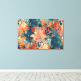 Impressão Em Tela Coral Brilhante e Abstrato Teal