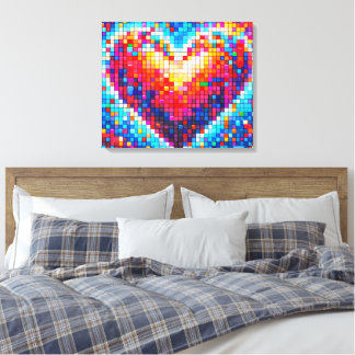 Impressão Em Tela Corazón pixel moderno – Arte digital colori