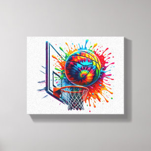 Impressão Em Tela Corda de Basquetebol Colorida Tie Dye Salpico de C