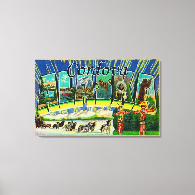 Impressão Em Tela Cordova, Alasca - Cenas com Grandes Letras (Frente)