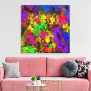 Impressão Em Tela Cores de Neon Acrílico Salpico de Tinta Abstrato