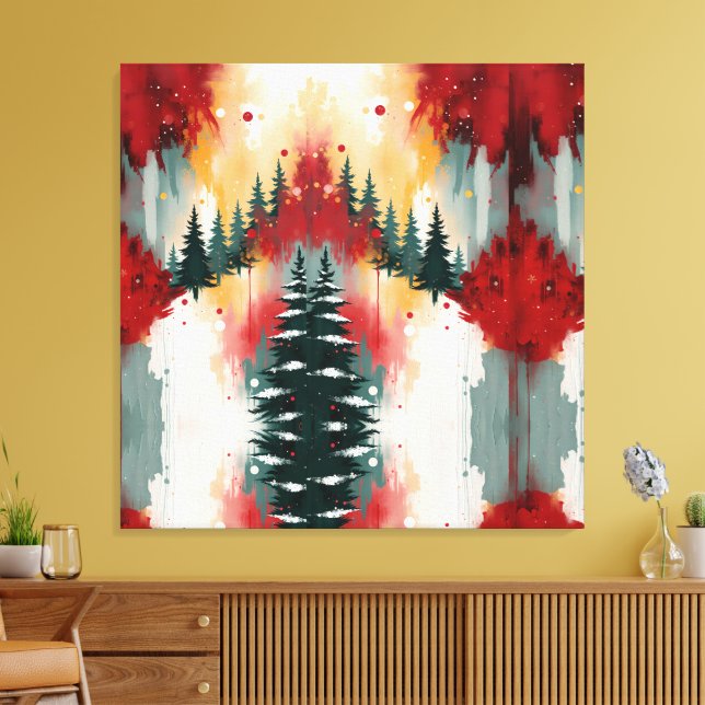 Impressão Em Tela Cores Festivas de Natal Frequência Abstrata de Inv (Insitu(Sala de estar))