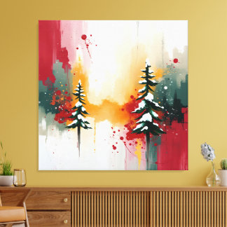 Impressão Em Tela Cores Festivas de Natal Frequência Abstrata Invern