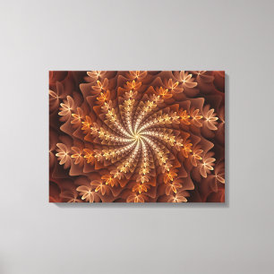 Impressão Em Tela Cores Quentes, Padrão de Arte Fractal Moderna Trip