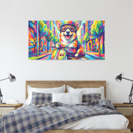 Impressão Em Tela Corgi Hund auf Motorroller Pop Art