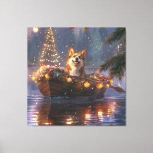 Impressão Em Tela Corgi Natal Festivo Voyage