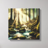 Córrego Tranquilo da Floresta com Luz Vintage – Te