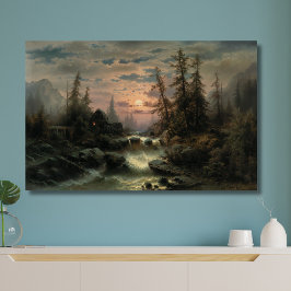 Impressão Em Tela Corrente das Montanhas em Lua - Albert Rieger