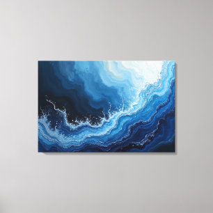 Impressão Em Tela Corrente Profunda: Fúria Abstrata do Oceano