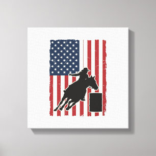 Impressão Em Tela Corrida de Barril Bandeira Americana Design Vetori
