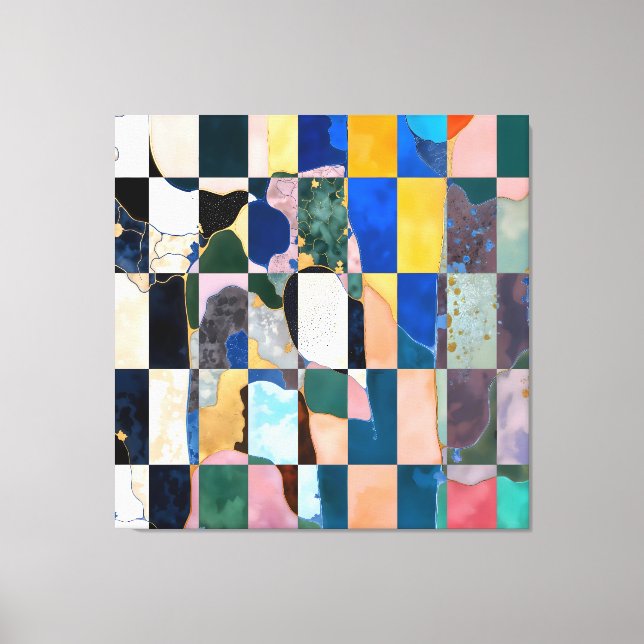 Impressão Em Tela Cortina de Checkerboard Luxe (Frente)