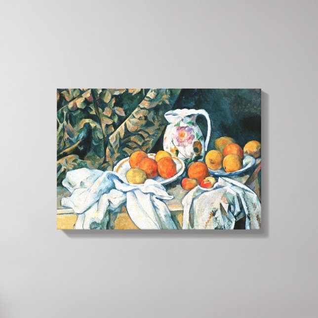Impressão Em Tela Cortina de Vida Estática Cezanne,Flor Pitcher,Frut (Frente)