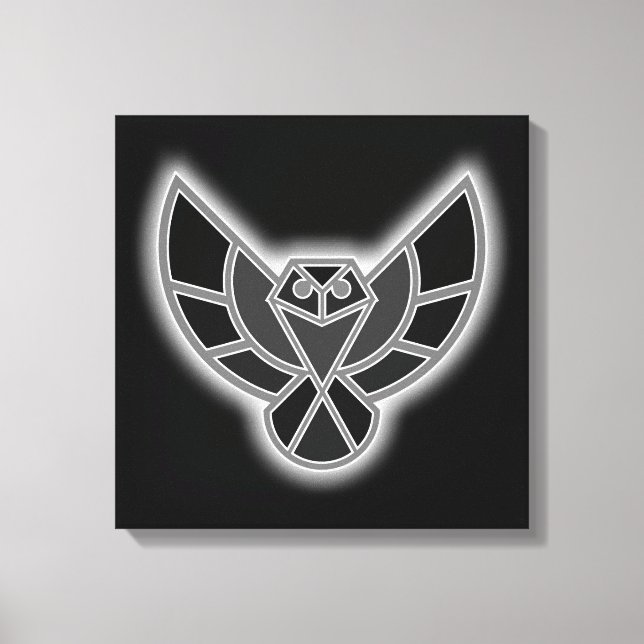 Impressão Em Tela Coruja Abstrato branca e negra em voo (Frente)