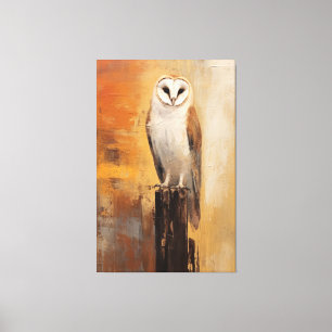 Impressão Em Tela Coruja-De-Barn Majestosa, Retrato Pintado Com Óleo