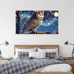 Impressão Em Tela Coruja Noturna 
