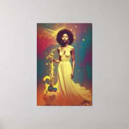 Impressão Em Tela Cosmic Black musician Lady