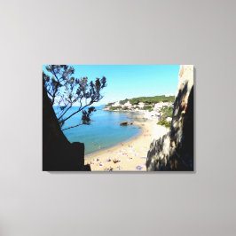 Impressão Em Tela Costa com praia e hotéis. Arte digital, pintura