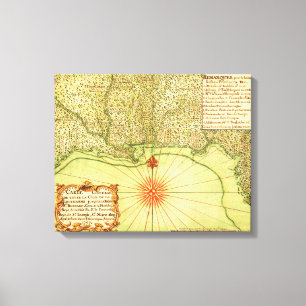 Impressão Em Tela Costa do golfo do mapa unido de StatesPanoramic