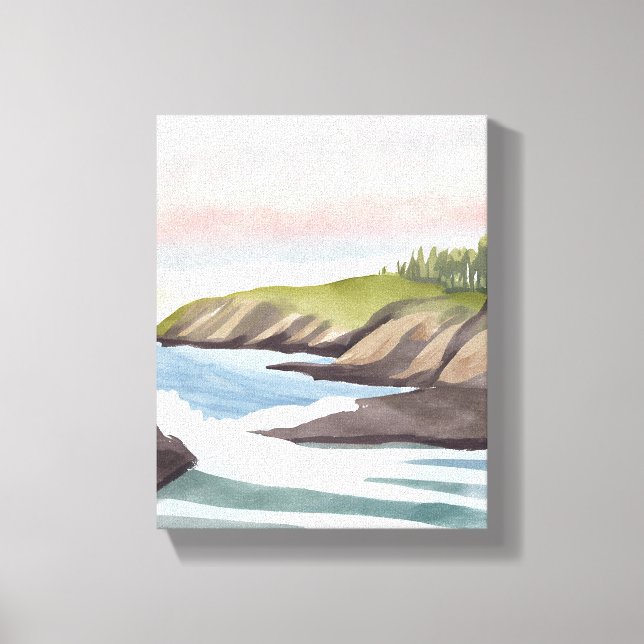 Impressão Em Tela Costa do Mar | Pintura de Aquarela Costeira (Frente)