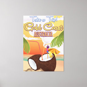 Impressão Em Tela Costa Dourada, poster de viagens da Austrália