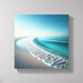 Impressão Em Tela Costa Serena Turquesa - Praia Minimalista 