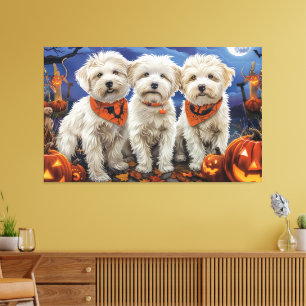 Impressão Em Tela Coton De Tulear Halloween Assustador