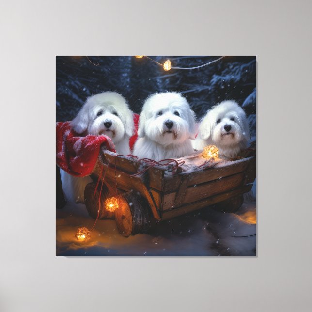 Impressão Em Tela Coton De Tulear Snowy Sleigh Decência De Natal (Frente)
