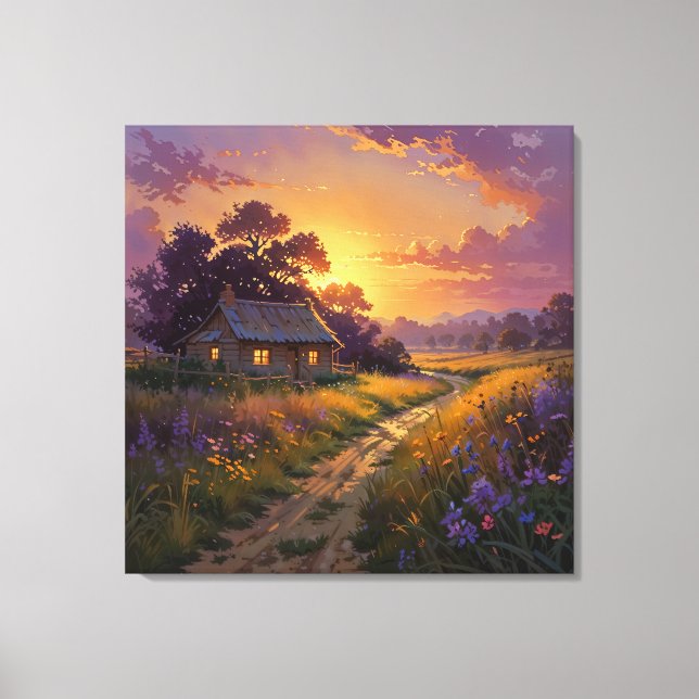 Impressão Em Tela Countryside Glow - Painterly Style Landscape (Frente)