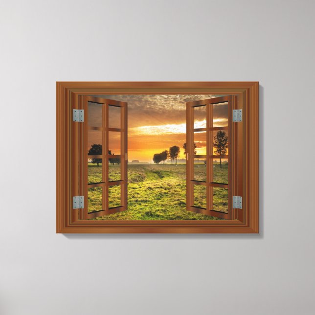 Impressão Em Tela Countryside Twilight Cow Fazenda EUA (Frente)