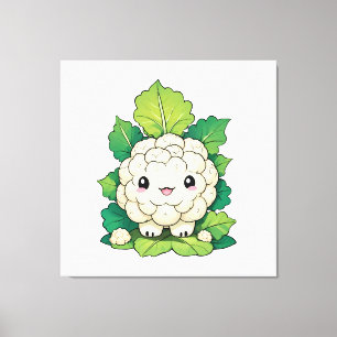 Impressão Em Tela Couve-flor Kawaii