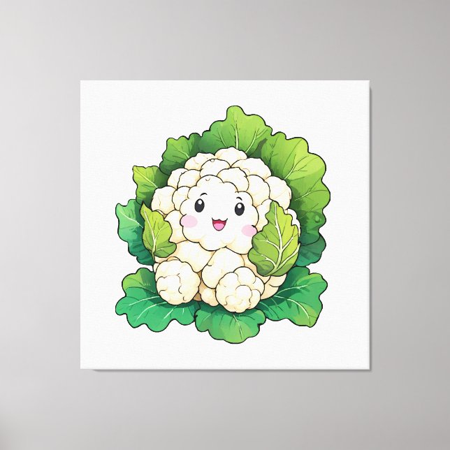 Impressão Em Tela Couve-flor Kawaii (Frente)