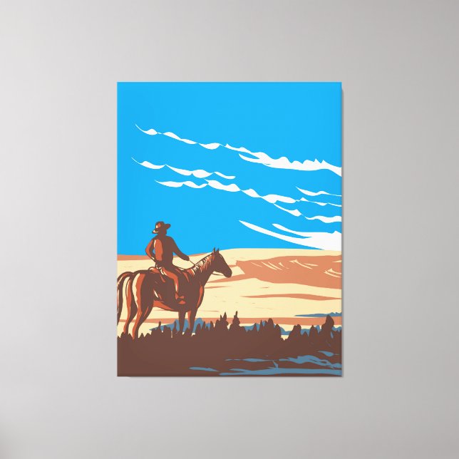 Impressão Em Tela Cowboy a cavalo (Frente)